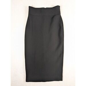 SUISTUDIO Ariel Black High Waist Pencil Skirt Midi Length Full Zip‎ 25x27 MINT